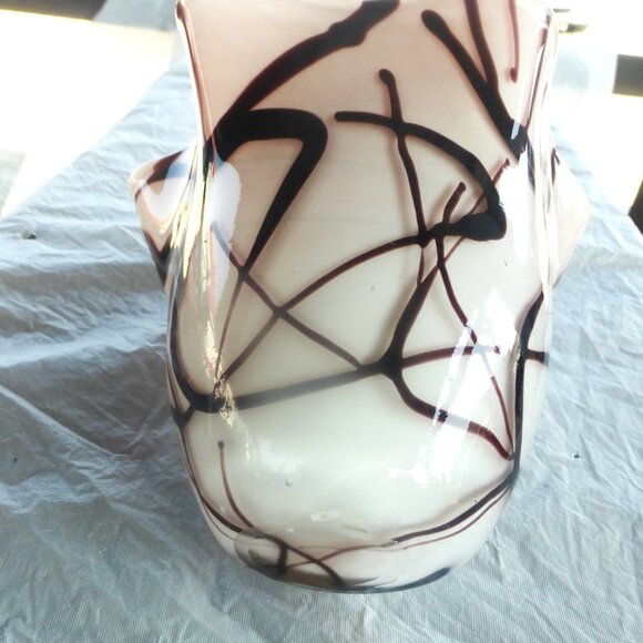 GLS1 - MARANO GLASS VASE Art Glass Hand Blown Vase Hand Blown Glass Creamy Swirl - Picture 6 of 6